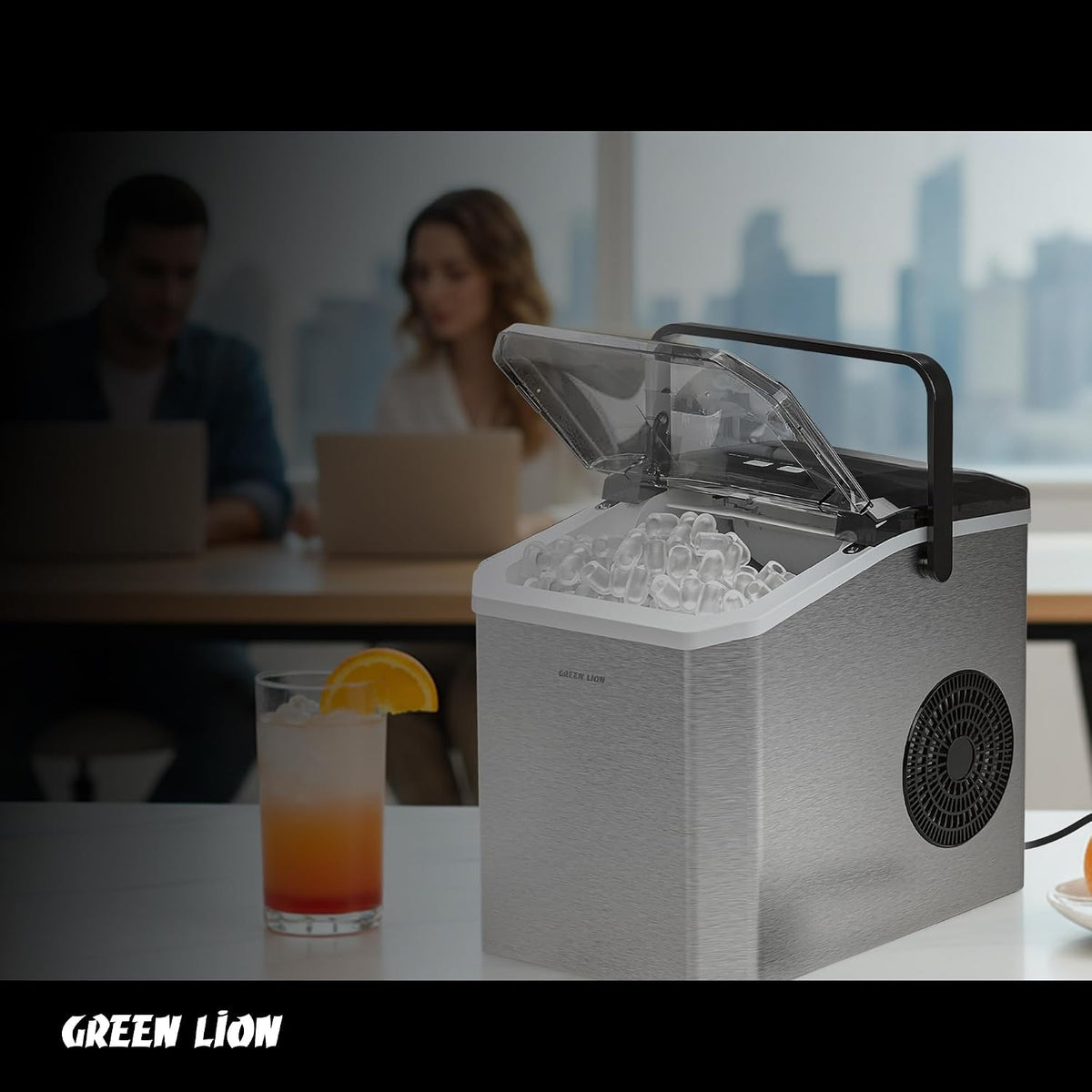 Green Lion Countertop Ice Maker | صانعة ثلج مكتبية جرين ليون ستانلس ستيل