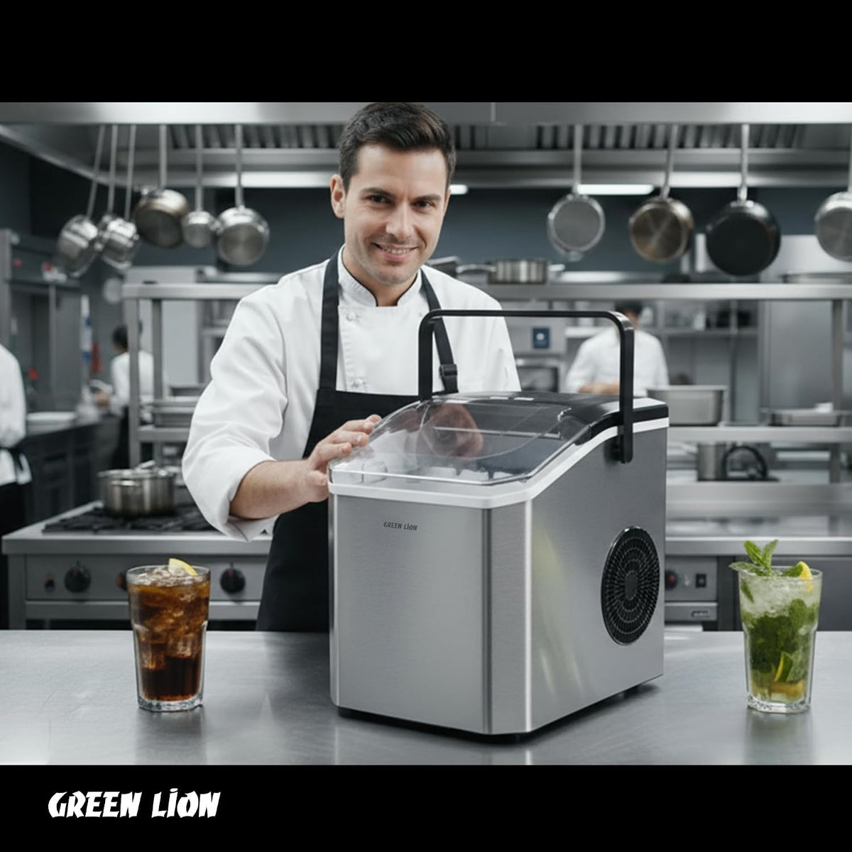 Green Lion Countertop Ice Maker | صانعة ثلج مكتبية جرين ليون ستانلس ستيل